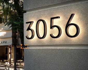 Custom Address Numbers, Weatherproof Backlit Numbers for House, Shop, Garage, LED Illuminated Home  Number, Modern Address Numbers Signs