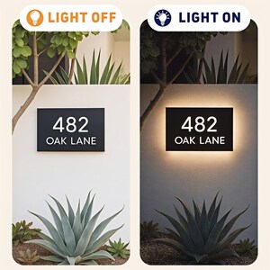 Our illuminated house sign is crafted from weather-resistant stainless steel and acrylic, combined with advanced CNC laser-cutting technology and a waterproof coating, ensuring long-lasting performance in various outdoor environments
Fully Customizable – Choose from 12 LED color temperatures, 10 font styles, and adjust the number of characters based on the sign size. Create your unique backlit address plaque featuring your house number, street name, family name, or even your business logo