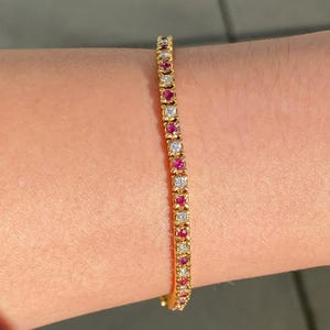 Pulsera Tennis Moissanita 2mm Mujer | Plata 925 & Oro Vermeil | Pulsera de Lujo Regalo para Ella