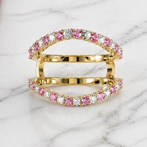 Sterling Silver Aggie Ring Enhancer, Pink Sapphire Wrap Guard Ring, Texas A&M Aggies