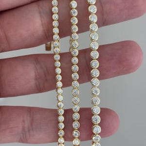 All Size Moissanite Bezel Set Tennis Bracelet for women, 14K Gold Vermeil Gift For Her