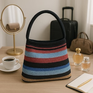 Sac à bandoulière bohème fait main au crochet - Sac à main fourre-tout à rayures multicolores | Sac hobo Festival