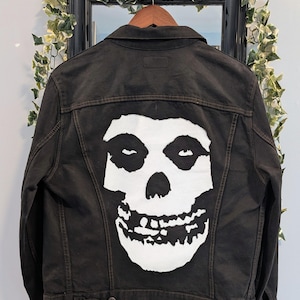 Misfits Hand-painted Upcycled Levi&#39;s Denim Jacket. Punk Jacket, Grunge Jacket