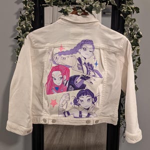KPop Hand-painted Demon Hunters Levi&#39;s 3/4 Sleeve Denim Jacket