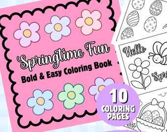 Springtime Coloring Book: Bold Easter Designs for Kids & Adults (PDF Pattern)