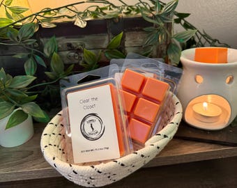 Pastillas de cera de soja Clear the Closet - Pomelo, naranja y almizcle / Aroma cítrico intenso / Fragancia revitalizante