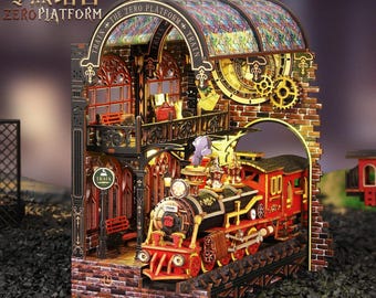 Fantasy Bookshelf Book Nook Kit, 3D Wooden Puzzle - LED Miniature Scene