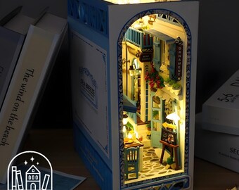DIY Book Nook Kit Cozy Fishing Village Seaside Bookshelf Insert
