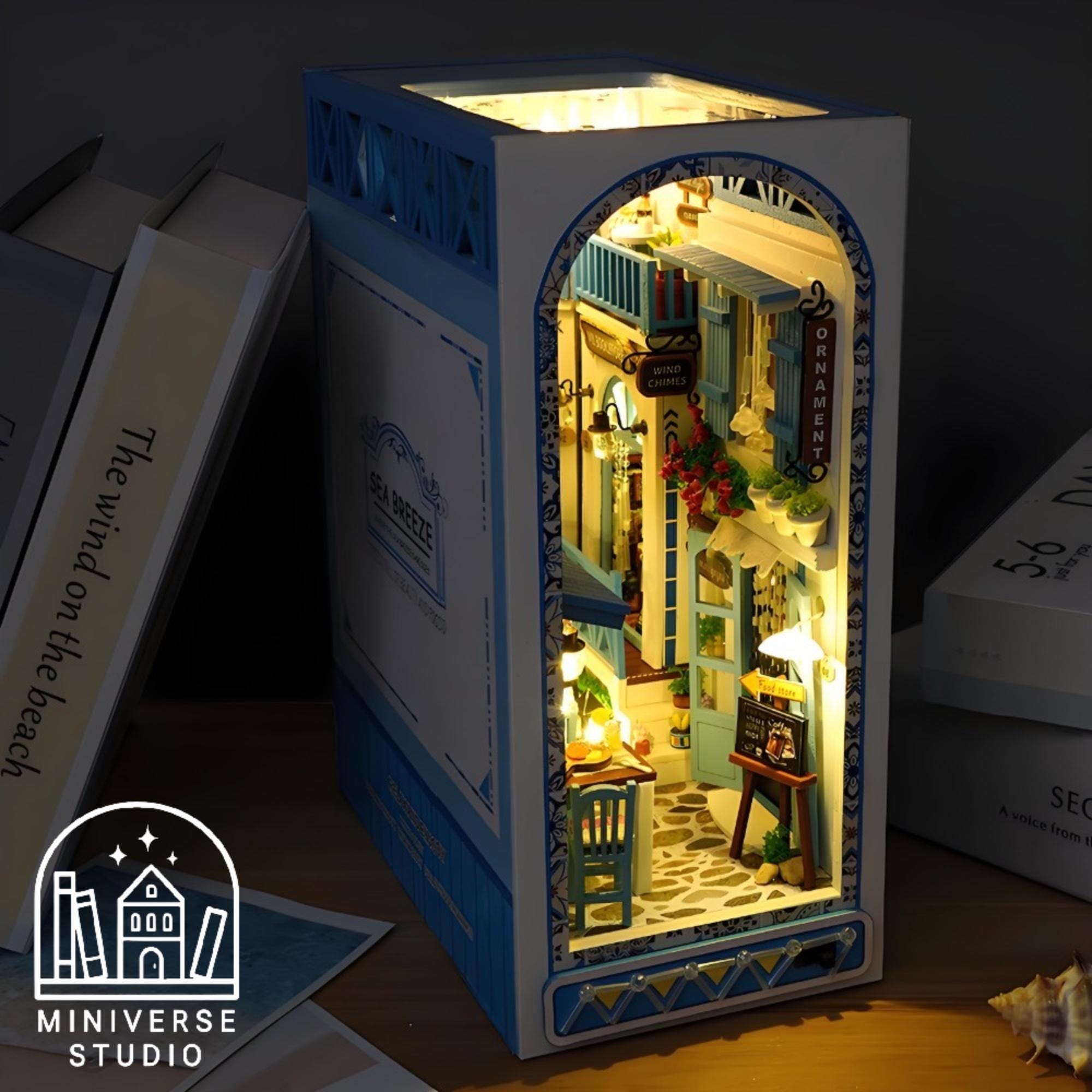DIY Book Nook Kit Cozy Fishing Village Seaside Bookshelf Insert