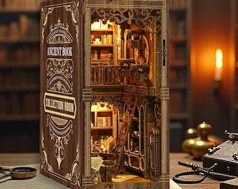 Book Nook Kit DIY, Fantasy Library Book Nook, Miniature House Kit with LED, Bookshelf Insert, Gift for Book Lovers