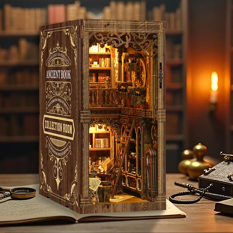 Jianyana Kit Book Nook 3D Per Adulti - Miniature In Legno Con Luci LED Da Montare, Decorazione Per Libreria, Regalo Creativo