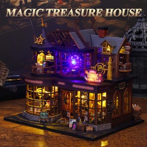 Miniature DIY Book Nook Kit – Magic House ES016 – Diorama with Furniture, LED Lights & Enchanted Details