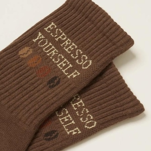 Espresso Yourself Pilates Barre Grip Socks, Crew Length Grip Socks, Pilates Barre Gifts