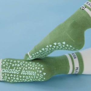 Crew Length Pilates Grip Socks for Women | Non Slip Barre Socks with Grips | Yoga, Dance & Reformer Sticky Socks | Anti Skid Athletic Socks