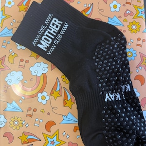 Pilates Grip Socks, Barre Grip Socks, Cool Mother Club Grip Sock, Fitness Socks