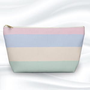 Striped Accessory Pouch: Pastel Makeup Bag, Travel Organizer