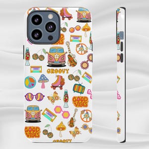 Retro Style Phone Case, Boho Hippie Design Tough Phone Cover, Fun Gift for Friends, iPhone 16 15 14 13 12 11, Galaxy, Pixel.