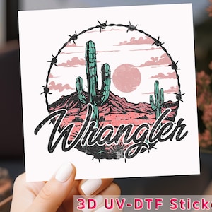 Retro Western Cactus UV DTF Transfer: Southwest Sunset Cup Wrap