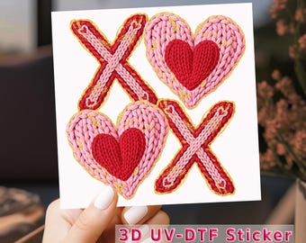 XOXO UV DTF Transfer: Valentine Red Pink Yarn Heart Wrap