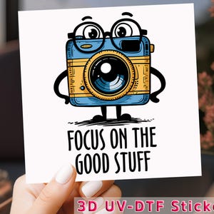 Niedliche Cartoon Kamera UV-DTF, Fotografie-Liebhaber-Wrap, Uv-DTF-Transfer, Uv-Dtf-Cup-Wrap, lustiger Retro-Kamera-Charakterdruck