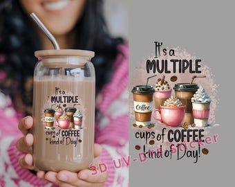 UV DTF Cup Wrap for Glass Can Coffee Lover Decal Waterproof Tumbler Sticker