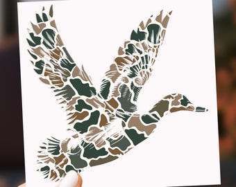 Military Duck UV DTF Decal for 16oz Libbey Cup, Hunting Bird Glass Can Wrap
