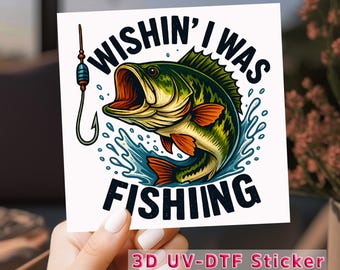 Big Mouth Bass Fishing UV DTF Transfer: Fisherman Splash Art Cup Wrap