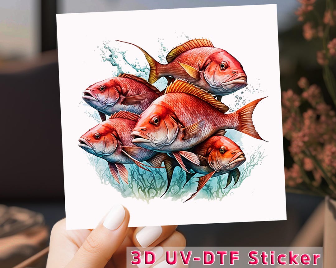 Red Snapper UV DTF Decal: Fishing Ocean Sticker, DIY Tumbler Wrap - Etsy