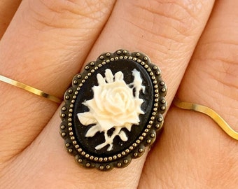 Rose Cameo Ring Cameo Jewelry Cottagecore Rose Ring