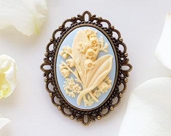 Lily of the Valley Cameo Brooch Something Blue Cameo Jewelry Vintage Wedding