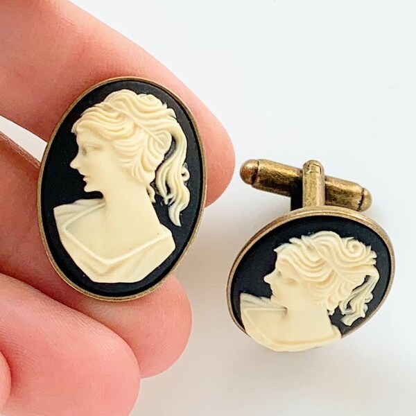 50's Blue Cameo Cuff Links