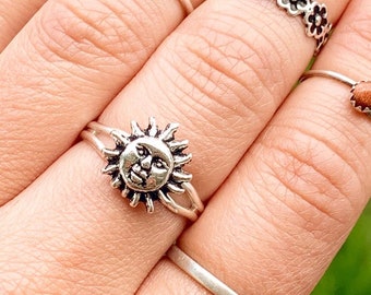 Sun Ring Cute Silver Celestial Ring Adjustable Sun Jewelry