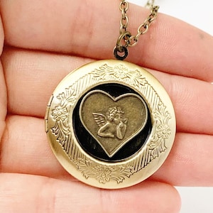 Angel Locket Necklace Baby Angel Cherub Jewelry