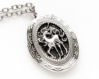 Silver Unicorn Locket Necklace Unicorn Lover Gift