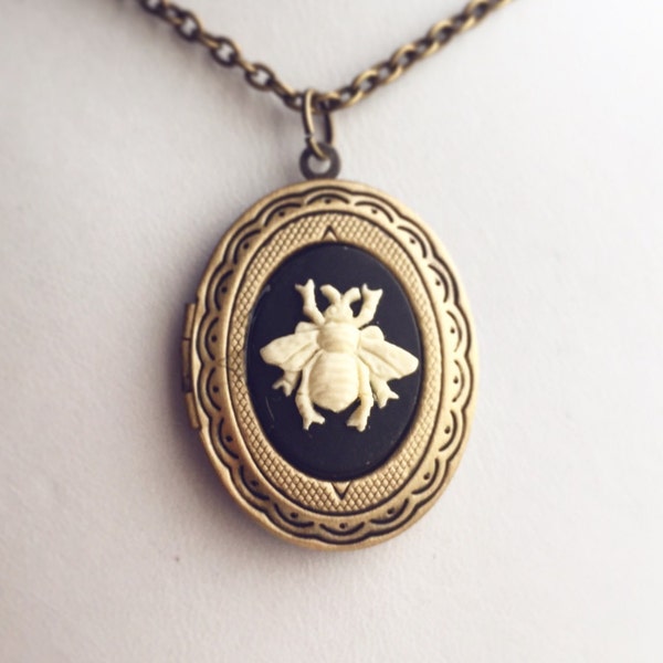 Bee Cameo Locket Necklace