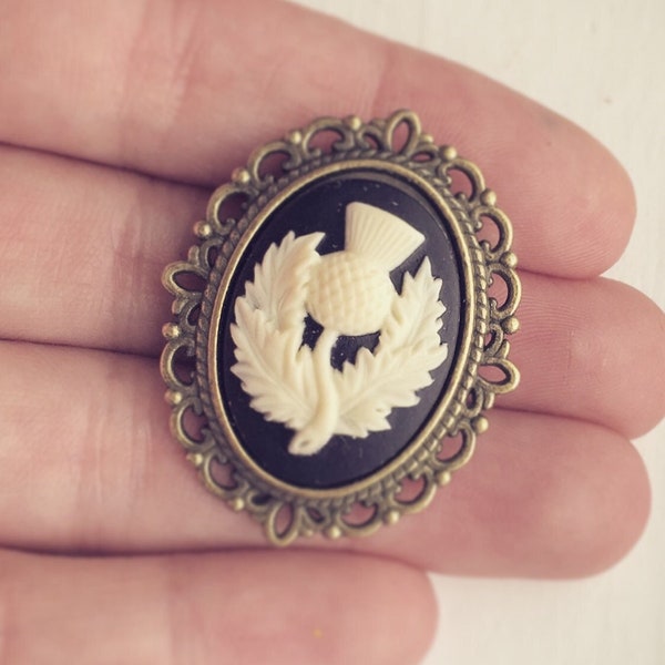 Broche de chardon écossais, cadeaux d'outlander, bijoux camée