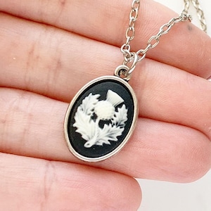 Scottish Thistle Cameo Necklace Scotland Thistle Jewelry