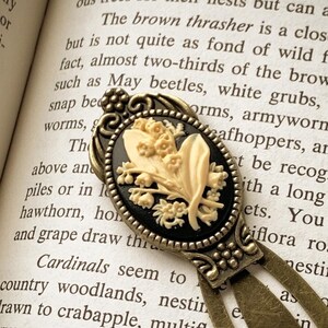Lily of the Valley Bookmark Black Floral Bookmark Book Lover Gift