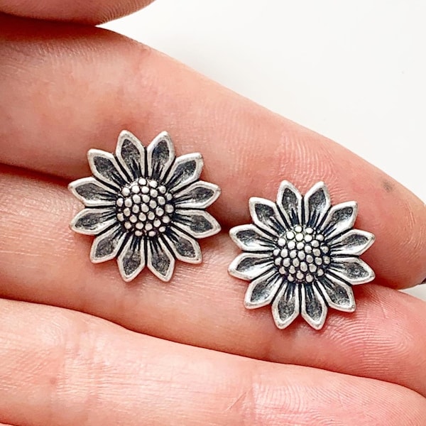 Zonnebloem oorbellen zilveren oorknopjes bloem hengsten cadeau voor vrouwen