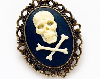 Skull Brooch Pirate Hat Pin Skull and Crossbones