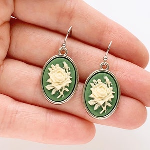 Rosen Cameo Ohrringe Grünes Cameo Schmuck