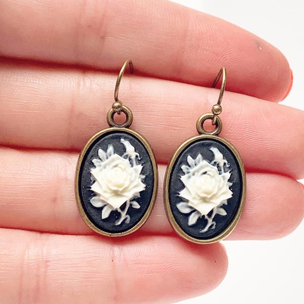 Rose Cameo Earrings Flower Earring Classic Cameo Jewelry