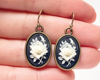 Rose Cameo Earrings Flower Earring Classic Cameo Jewelry