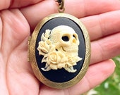 Skull Cameo Locket Pirate Costume Day of the Dead Sugar Skull