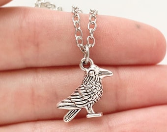 Raven Necklace Raven Pendant Crow Jewelry Edgar Allan Poe Gifts Bird Necklace