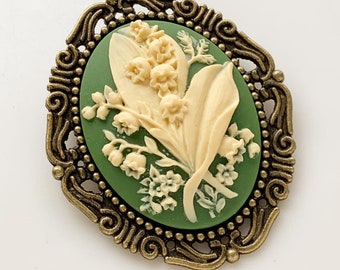 Lily of the Valley Brooch: Silver Cameo, Vintage May Flower Pin - Etsy