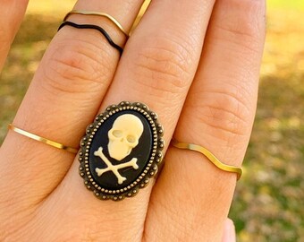 Skull Cameo Ring Gothic Ring Renaissance Faire Pirate Costume Dark Whimsigoth Style