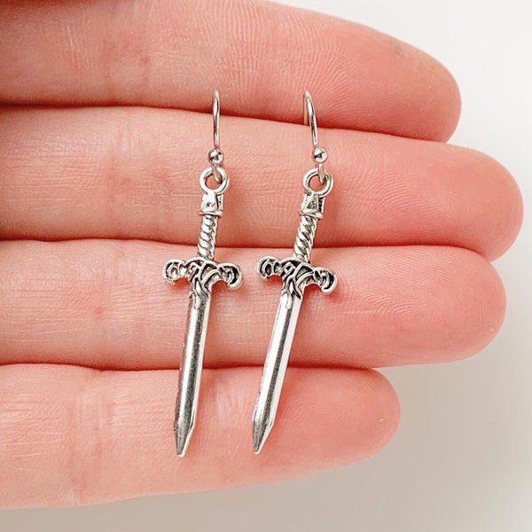 Sword Earrings Dagger Earrings Gothic Silver Sword Jewelry Renaissance Faire