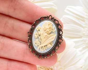 Lily of the Valley Brooch Cameo Jewelry Gift for Her