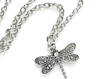 Dragonfly Necklace Silver Dragonfly Pendant Gift for Her